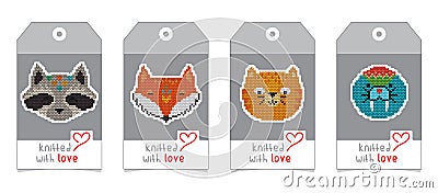 Knitted with love Vector Illustration