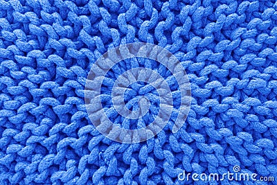 Knitted natural wool texture background pattern blue trendy color of year 2020 Stock Photo