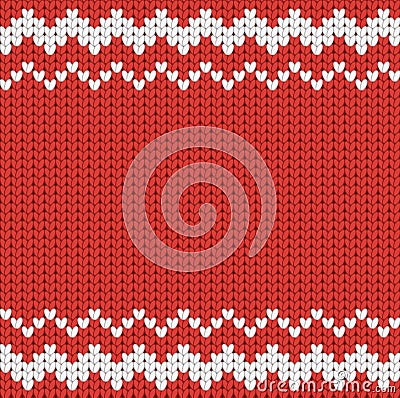 Knitted red Christmas pattern with geometric ornament Stock Photo