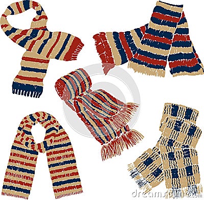 Knitted scarves Vector Illustration