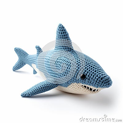 Knitted Shark: Cute And Unique Toy For Kids And Shark Lovers Stock Photo