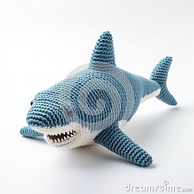 Knitted Shark: Cute And Unique Toy For Kids And Shark Lovers Stock Photo