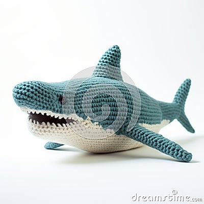 Knitted Shark Toy With Wide Open Mouth Stock Photo