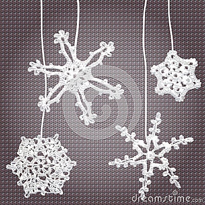 Knitted snowflakes Cartoon Illustration