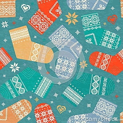 Knitted socks pattern Vector Illustration