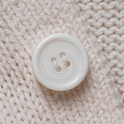 Knitted texture with a white button Stock Photo