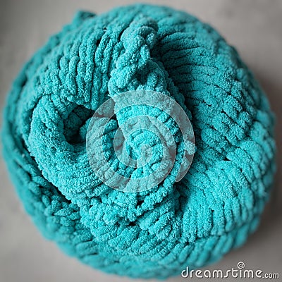 Knitting cozy soft plaid aquamarine Stock Photo