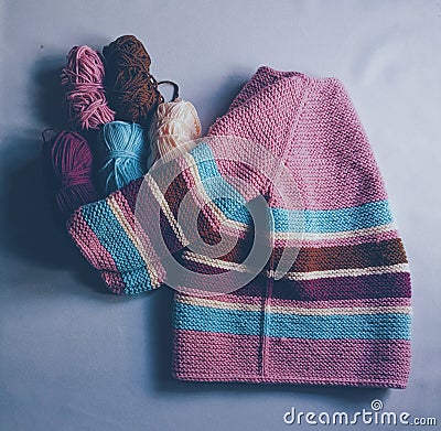 Knitting handmade sweater rainbow beautiful colour Stock Photo