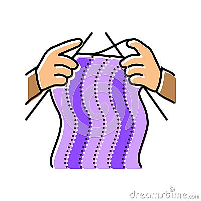 knitting hands knitting wool color icon vector illustration Cartoon Illustration