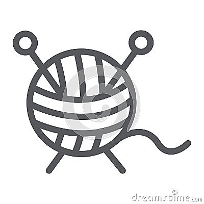 Knitting line icon, clew and sewing, yarn sign, vector graphics, a linear pattern on a white background. Vector Illustration