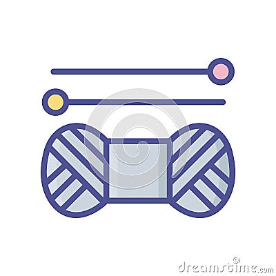 Knitting needles fill inside vector icon which can easily modify or edit Vector Illustration