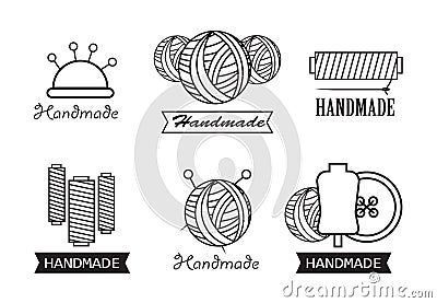 Knitting and sewing labels set Stock Photo
