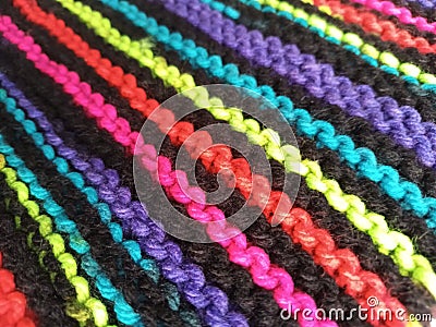 Knitting up close bright neon colors with texture and detail Stock Photo