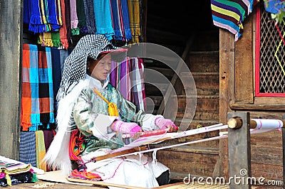 Knitting women, The Ethnic minority Editorial Stock Photo
