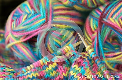 Knitting with wool Stock Photo