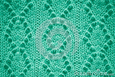 Handmade knitting background with macro wool threads. Stock Photo