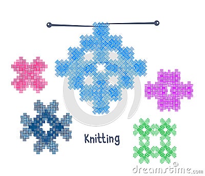 Knitwear on a white background. Knitted ornament. Vector Illustration