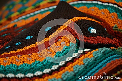 Knitwork colorful motif. Generate AI Stock Photo