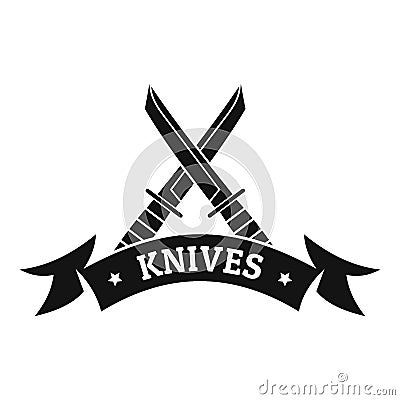 Knive shop logo, simple black style Vector Illustration