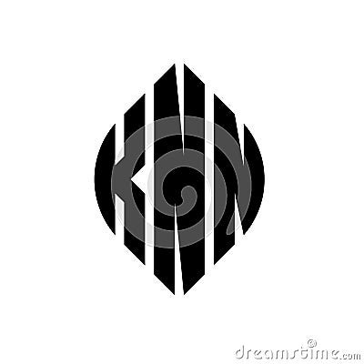 KNN circle letter logo design with circle and ellipse shape. KNN ellipse letters with typographic style. The three initials form a Vector Illustration