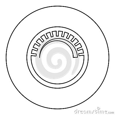 Knob regulation handle variation value regulating sign regulate level concept tuning button icon in circle round black color Vector Illustration