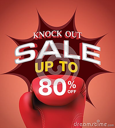 Knock out sale 80 percent heading design for banner or poster. S Vector Illustration