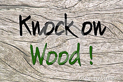 Knock on wood on wood Stock Photo