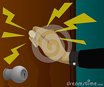 Knocked on the door from the outside Vector Illustration