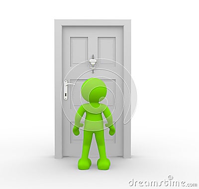 Knocker on door Cartoon Illustration