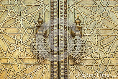 Knockers at the doors to Royal palce in Fez ,Morocco Stock Photo