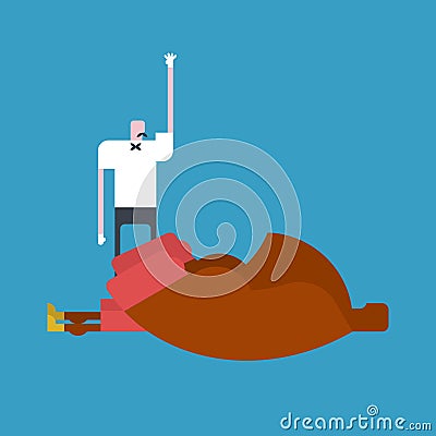 Knockout boxer and referee. loser and judge. Athlete defeated Vector Illustration