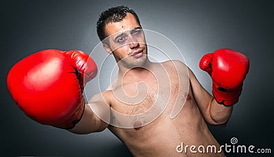 Knockout - Funny boxer Stock Photo