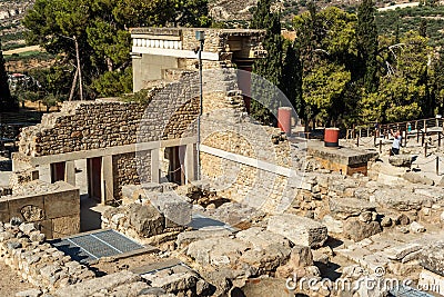 Knossos, Cnossos palace, also Knossus Cnossus, museum in Crete, Greece Editorial Stock Photo