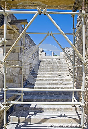Knossos Minoan Palace in Crete, Greece under furth Stock Photo