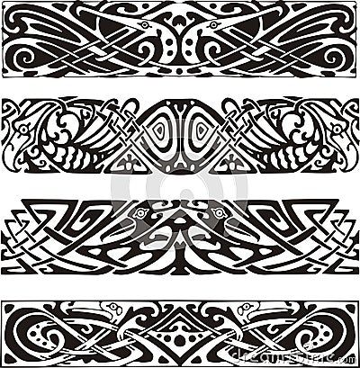 Knot designs in celtic style with birds Vector Illustration