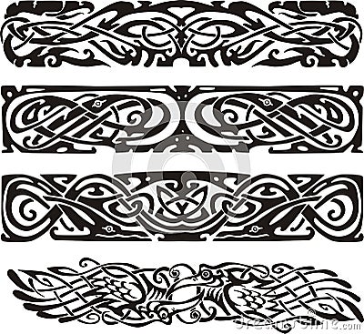 Knot designs in celtic style with birds Vector Illustration