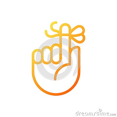Knot on finger for memory pixel perfect gradient linear vector icon Vector Illustration