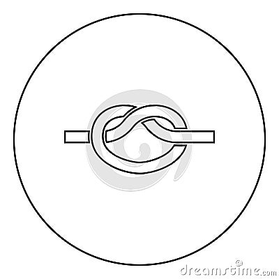 Knot Rope tied Node Join concept Noose icon in circle round outline black color vector illustration flat style image Vector Illustration