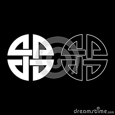 Knot shield symbol of protection Ancient symbol icon set white color vector illustration flat style image Vector Illustration