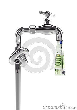 Knot tap money faucet euros Cartoon Illustration
