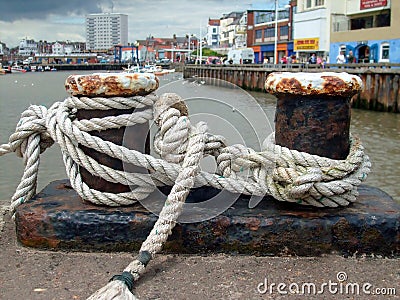 Knots in harbor Stock Photo