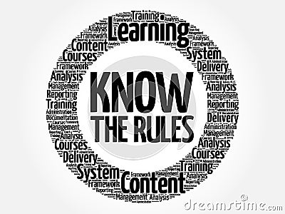 Know the Rules circle word cloud Stock Photo