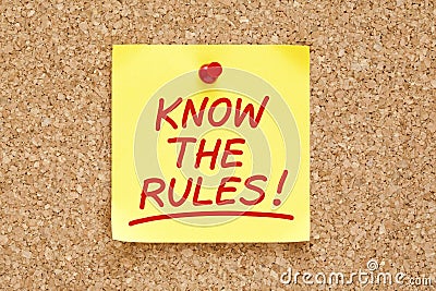 Know The Rules Sticky Note Stock Photo