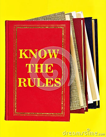 Know the rules. The text of the inscription in the book of the textbook. Stock Photo