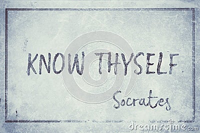 Know thyself Socrates cyan Stock Photo