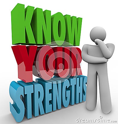 Know Your Strengths Person Thinking Special Skills Stock Photo