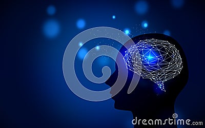 Knowledge, brain and artificial intelligence Communication image Background material Blue Stock Photo