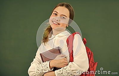 Knowledge day. Clever teenager student. Girl in school classroom copy space. School project. Educative activity. Child Stock Photo