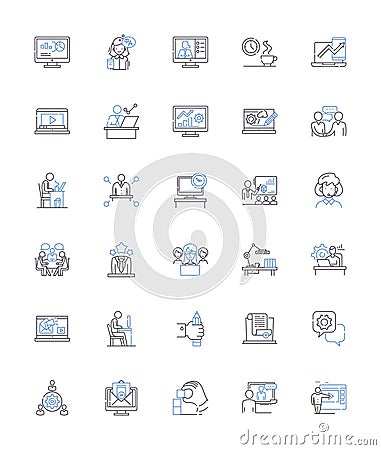 Knowledge and expertise line icons collection. Wisdom, Insight, Expertise, Mastery, Understanding, Skill, Intelligence Vector Illustration