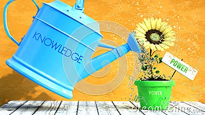 Knowledge gives power. A metaphor in which knowledge is the power that makes power to grow and become stronger Stock Photo